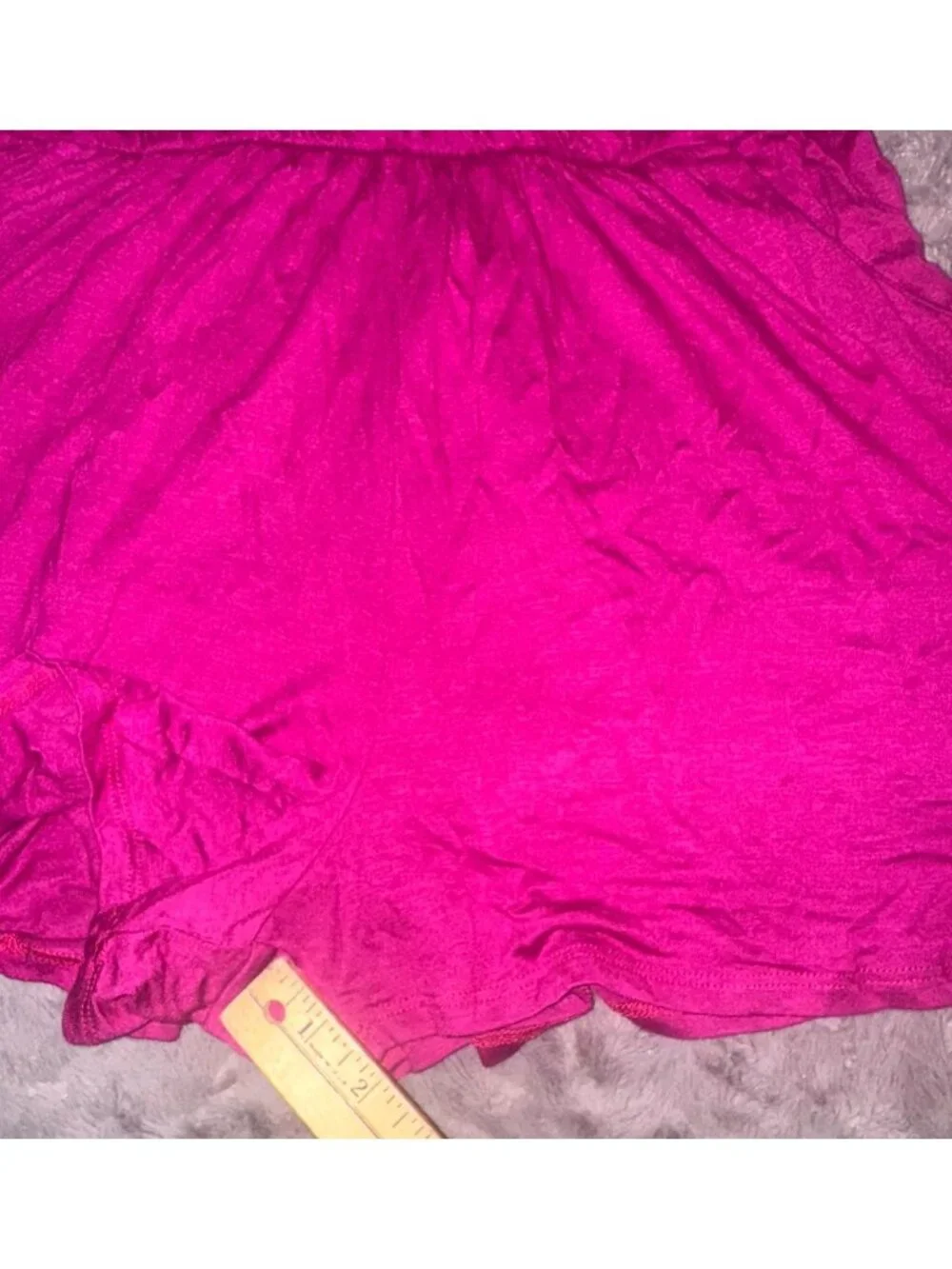 Loveappella Womens Fuchsia Romper With Draped V-Neckline & Shirred Shoulders - Picture 7 of 8